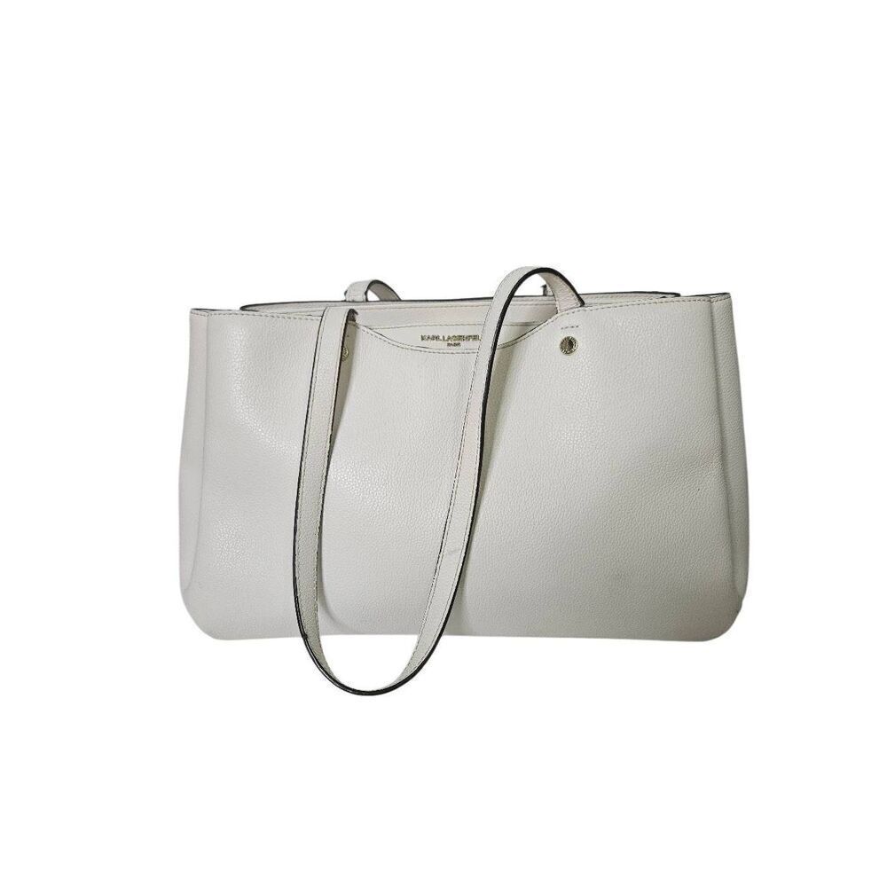 Karl Lagerfield winter white large leather shoulder bag.